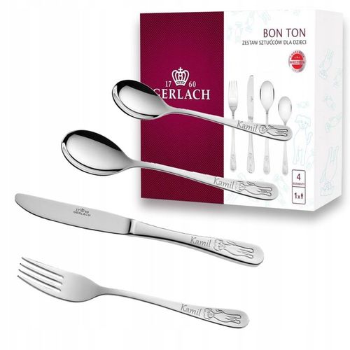 Sztućce dla Dzieci grawerowane Gerlach PREZENT Chrzest Roczek Urodziny na Arena.pl