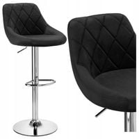 HOKER BAROWY OBROTOWY PIKOWANY CZARNY KRZESŁO BAROWE Z REGULACJĄ