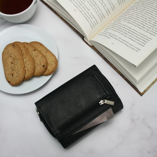 skórzany portfel damski bellugio - czarny na Arena.pl