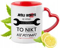 Dla Borysa Kubek Czerwony Z Uszkiem W Kształcie Serca Na Prezent