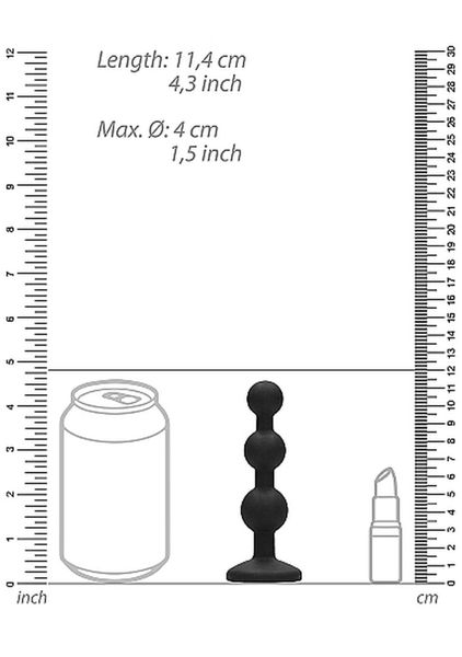 Silicone Beaded Diamond Butt Plug - Black zdjęcie 3