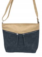 Paola Bags - torebka worek dwie kieszonki na zamek czarno-brązowy 5578-121