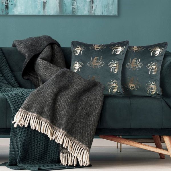 POSZEWKA WELUROWA WZÓR PSZCZOŁY 45X45 CM BIAŁA zdjęcie 8