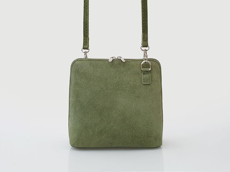 VERA PELLE torebka damska zamszowa listonoszka z paskiem V452 c.szara zdjęcie 4