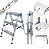 Drabinka dwustronna 3 stopniowa 120KG Schodki podest stołek taboret JAKOŚĆ