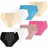 Majtki bawełniane figi damskie zestaw 8-pak wysoki stan duże rozmiary 3XL