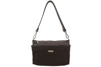 Pojemna torebka listonoszka ze skóry i zamszu - Brązowa ciemna