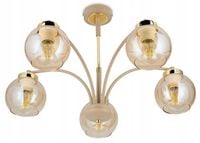 Żyrandol Cris Beżowo-złoty 5xE27 60cm Lampa Sufitowa Nowoczesny Salon Taupe