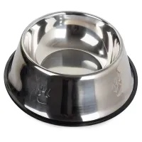 Miska 1,3l metalowa dla psa kota srebrna na gumowej podstawie