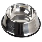 Miska 1,3l metalowa dla psa kota srebrna na gumowej podstawie