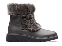 Clarks Botki damskie - Ivery Jump ocieplane - rozmiar 37 - szare skórzane