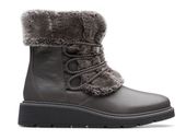 Clarks Botki damskie - Ivery Jump ocieplane - rozmiar 37 - szare skórzane