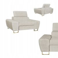 Fotel wypoczynkowy Bosso salon Family meble beżowy welur reg zagłówek