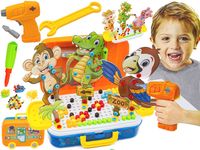 Kreatywna Mozaika W Walizce 251el. Układanka, Klocki + Wkrętarka Dinozaury Zoo Zestaw Konstrukcyjny