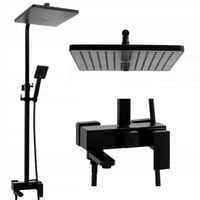 Bateria wannowa prysznicowa ścienna czarna z deszczownicą słuchawką i wężem