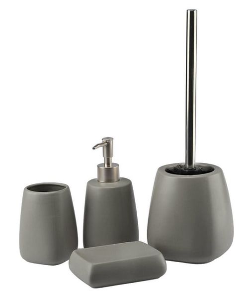 Dozownik ceramiczny do mydła PASTELLO szary matowy 400 ml zdjęcie 2