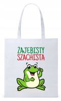 Torba Biała Eco Shopper Dla Szachisty Prezent Z Nadrukiem Ze Zdjęciem