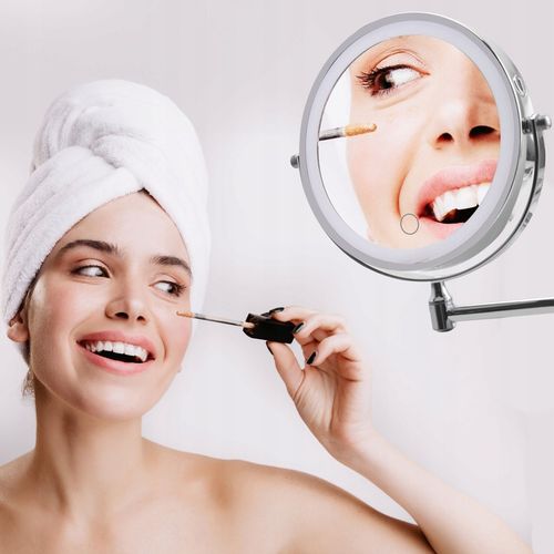 Lusterko kosmetyczne do makijażu podświetlane led obrotowe srebrne na Arena.pl