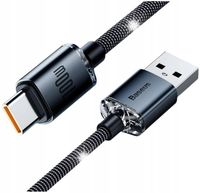 Długi Kabel 2m Baseus Crystal Shine OPLOT USB USB-C typ-C PD 100W 6A 200cm