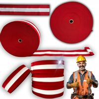 TAŚMA MATERIAŁOWA OSTRZEGAWCZA czerwona 100M WIELORAZOWEGO UŻYTKU zwijana