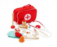 MAŁY LEKARZ DOKTOR ZESTAW MAŁEGO LEKARZA DREWNIANY KINDERLLY i w etui