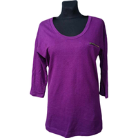 Koszulka Damska na Długi Rękaw Bawełniana Fioletowa Wygodna Rozmiar 38