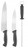 Zestaw noży szefa kuchni 18 cm i 24 cm z ostrzałką