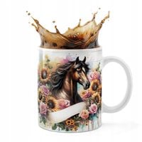 KUBEK CERAMICZNY 330ML DRUK - KOŃ KONIE JAZDA KONNA HOBBY HORSE