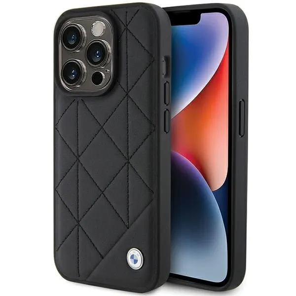 Etui BMW Leather Quilted na iPhone 15 Pro Max - czarne zdjęcie 1