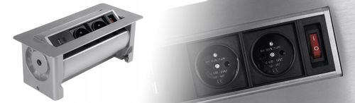 Gniazdo obrotowe wpuszczane do biurka blatu mediaport 230v SPS-O24S na Arena.pl