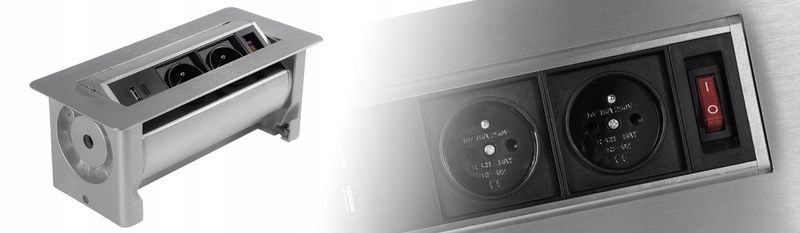 Gniazdo obrotowe wpuszczane do biurka blatu mediaport 230v SPS-O24S zdjęcie 4