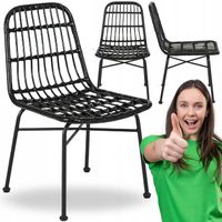 Krzesło Ogrodowe Rattanowe Czarne WALDI