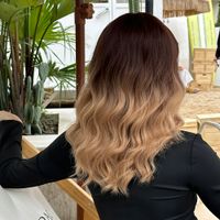 Peruka Damskie Peruki Gradientu Brąz Długie Falowane Włosy 50cm z Grzywką