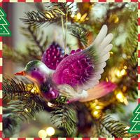 Szklana Zawieszka Choinkowa Kształtka Ptak z Brokatem