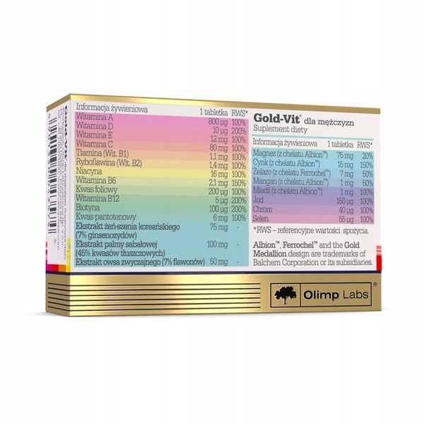 OLIMP GOLD-VIT DLA MĘŻCZYZN 60tabl WITAMINY MĘSKIE zdjęcie 4