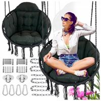 Ciemno Szara Bocianie gniazdo huśtawka + PIKOWANA Poduszka XXL + 2 Zestawy