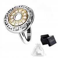 Pierścionek srebrny pozłacany rodowany z cyrkoniami GRECKA DROGA| r. 14