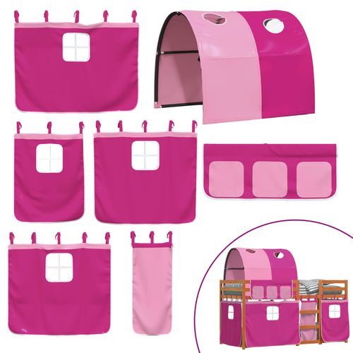 Łóżko piętrowe z zasłonkami, różowe, 80x200 cm, drewno sosnowe na Arena.pl