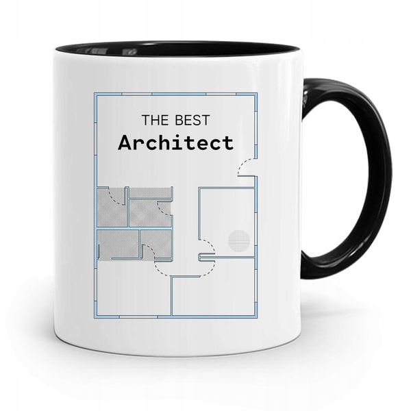 Kubek Czarny Dla Architekta The Best Architect Z Nadrukiem Ze Zdjęciem zdjęcie 1