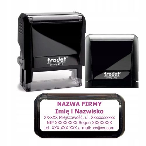 Pieczątka firmowa biurowa Trodat Printy 4912 czarna jakość premium na Arena.pl