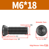 Śruba mocująca TORX Klasa 12.9 Rozmiar: M6x18