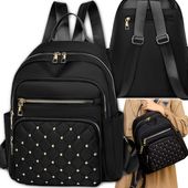 POJEMNY Plecak damski miejski Torba na ramię szkolny Pikowany lekki