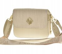 Laura Biaggi - torebka listonoszka kuferek beżowy groszek plecionka JS170