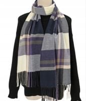 Szalik damski szal sztuczny kaszmir z frędzlami modna krata 190cm