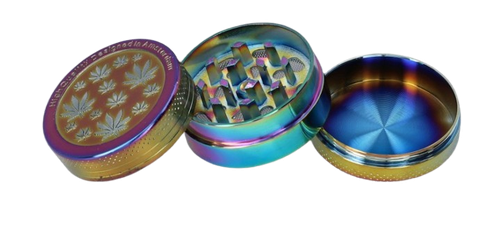 Młynek do Tytoniu Ziół Suszu CBD Grinder Tęczowy z Listkami Marihuany na Arena.pl