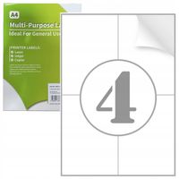 Etykiety samoprzylepne A4 105x150mm 100ark 400 naklejek białe uniwersalne