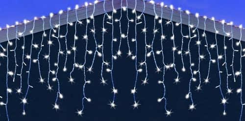 Lampki LED SOPLE ZEWNĘTRZNE flash KURTYNA ŚWIETLNA BIAŁE ZIMNE Biały 300Led na Arena.pl