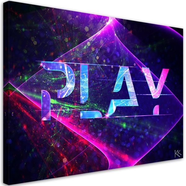 Emaga Obraz na płótnie, Napis play abstrakcja - 120x80 zdjęcie 1