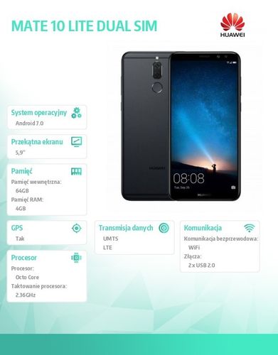 Huawei Mate 10 Lite Dual SIM czarny na Arena.pl