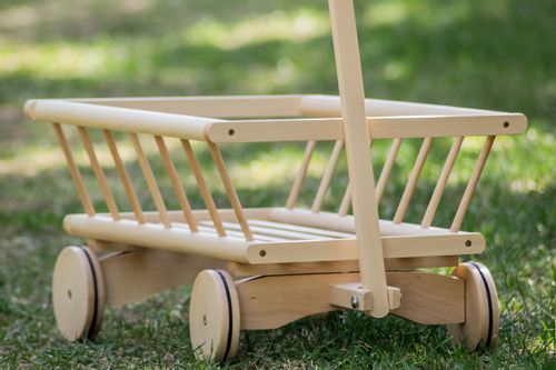 Duży, drewniany wózek drabiniasty - gumowane koła na Arena.pl